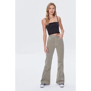 Forever 21 Pants Small Corduroy Pants Women Tan Retro High Rise Flare Leg